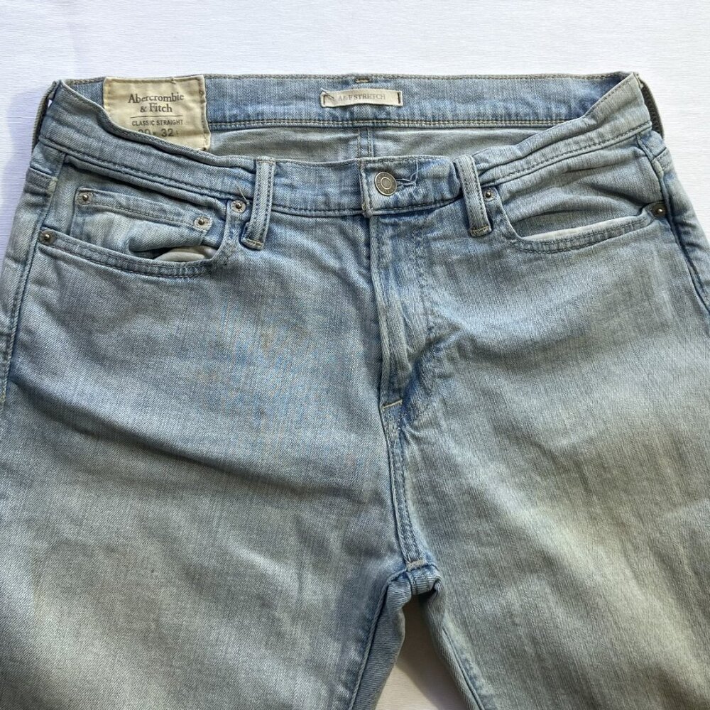Vtg Abercrombie & Fitch Mens 30x32 Classic Straight Stretch Jeans Light Wash